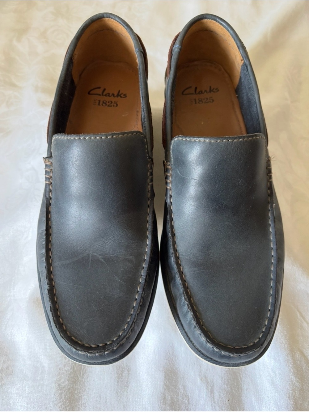 Clarks Men's Soft Navy Genuine Leather Loafer Slip ons